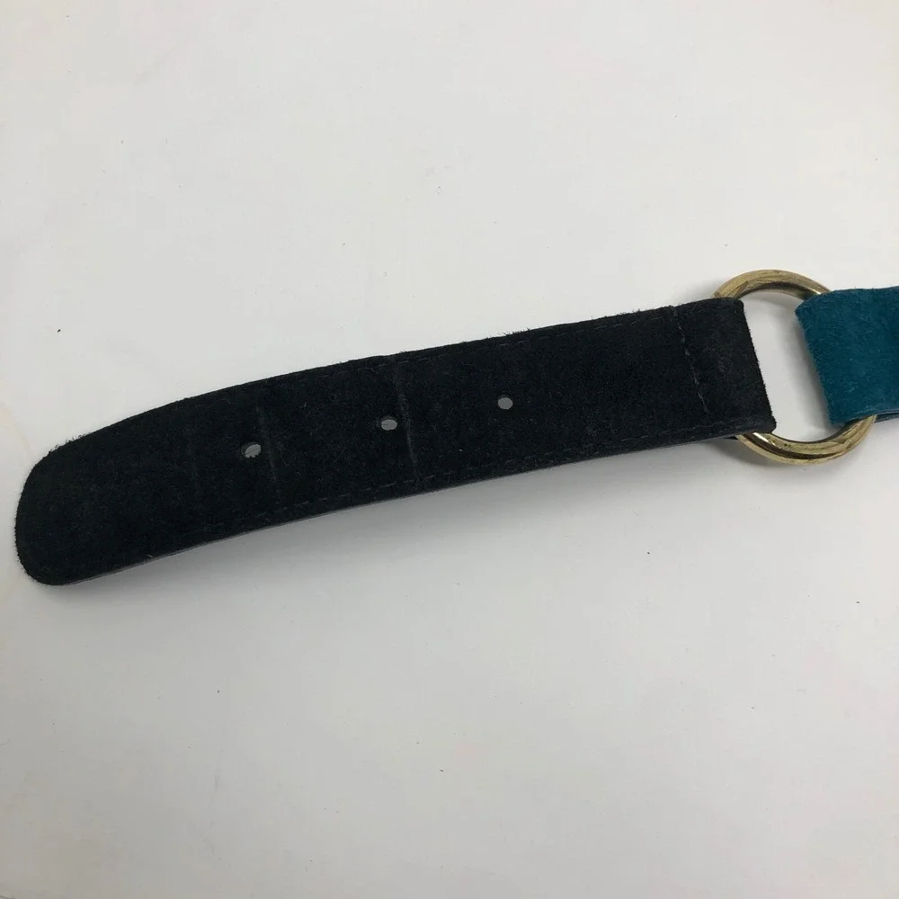 Omega Genuine Suede Leather Fashion Belt Womens Small Purple Blue Gold Retro